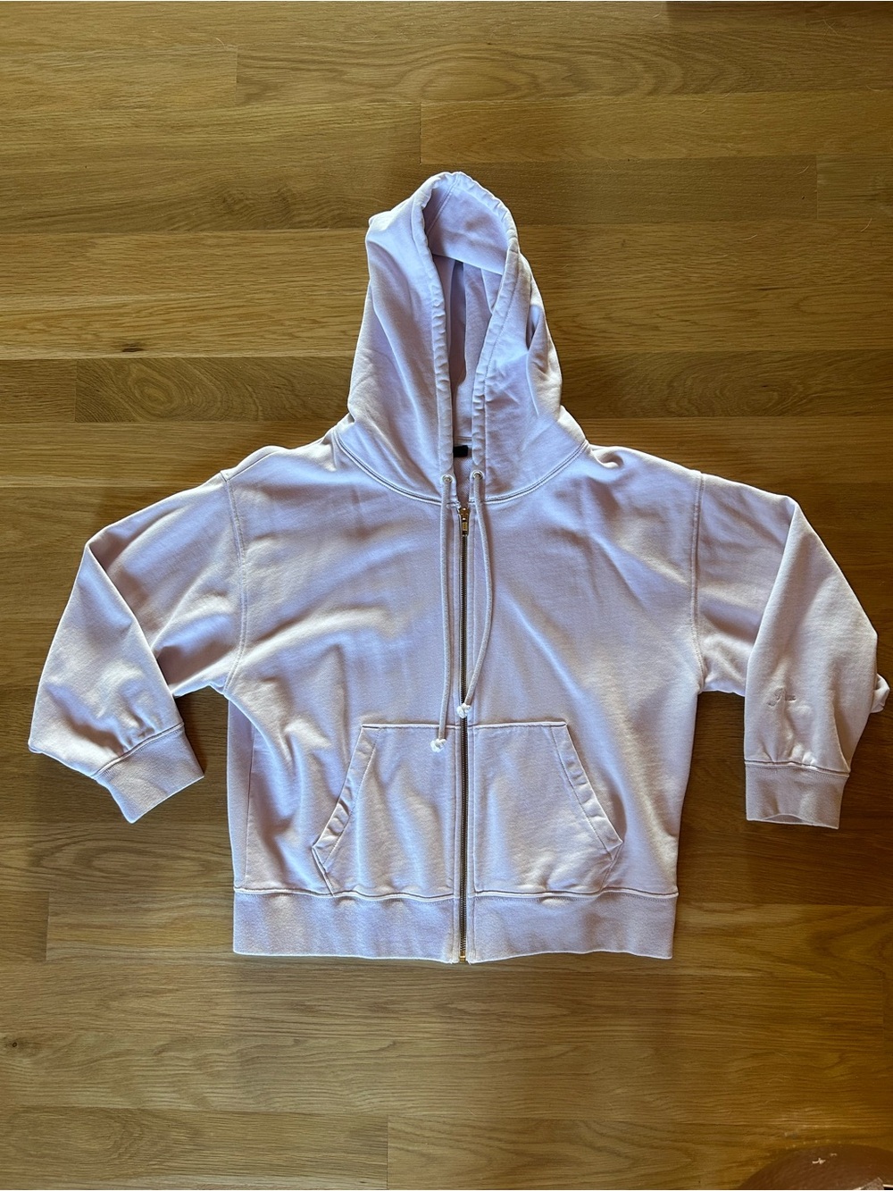 J Crew University Terry Zip Hoodie with crew Logo, lavender, XS